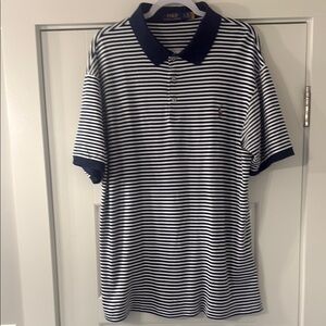 Polo Ralph Lauren Navy and White Striped Polo shirt size LT
